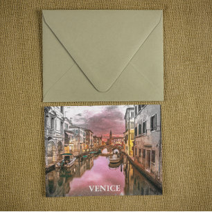 Romantic Venice Italien Gondola City view Vykort