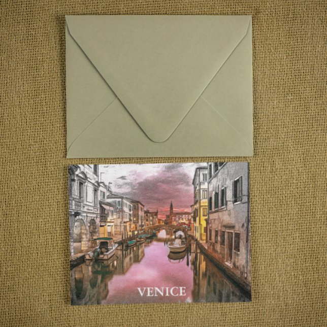 Romantic Venice Italien Gondola City view Vykort (venice italy gondola romantic postcard)