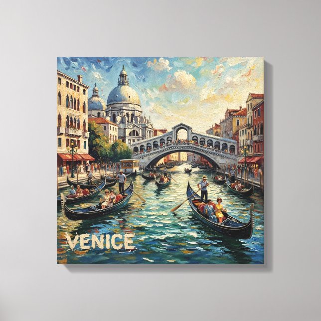 Romantic Venice Rialto Canal Canvas Art (Framsida)