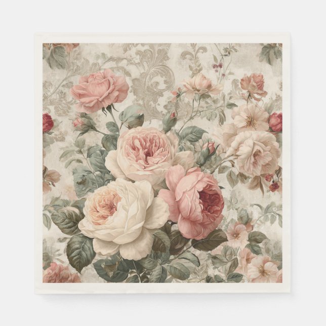 Romantic Victorian Rose Vintage Pappersservett (Framsidan)