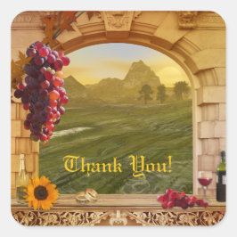 Romantic Vineyard Bröllop Tack Sticker Fyrkantigt Klistermärke
