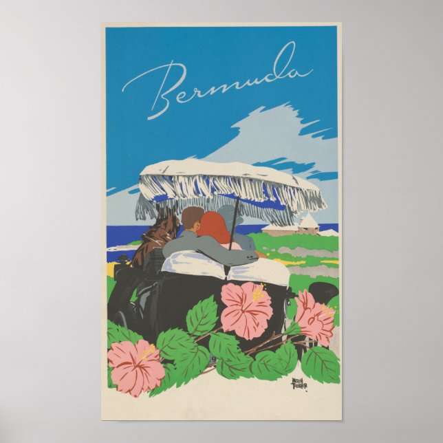 Romantic Vintage Bermuda Travel Poster (Framsidan)