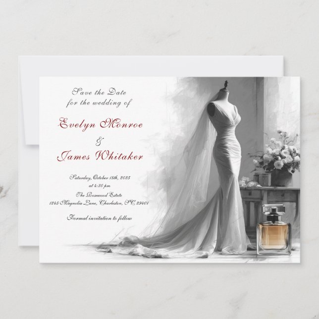 Romantic Vintage Bridal Wedding Save the date Inbjudningar (Framsida)