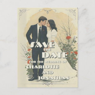 Romantic Vintage bröllop par Art Helgdag Postca Helg Vykort