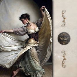 Romantic Vintage Dancer in Flowing Dress Decoupage