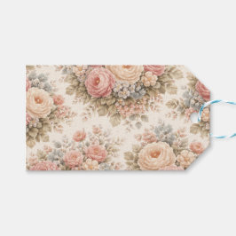 Romantic Vintage Floral Pattern with Roses  Presentetikett