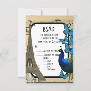 Romantic vintage Paris bröllop R.S.V.P OSA Kort