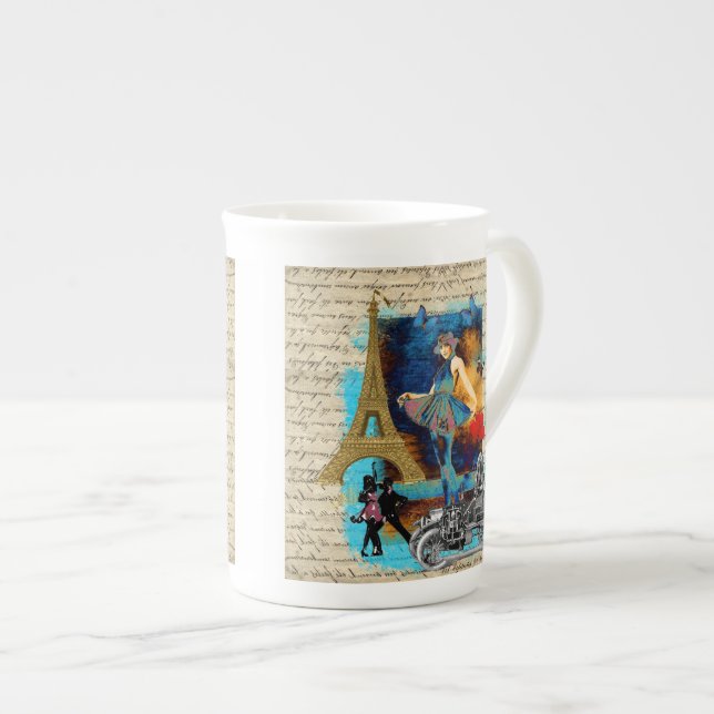 Romantic vintage Paris-kollage Benporslin Mugg (Framsida höger)