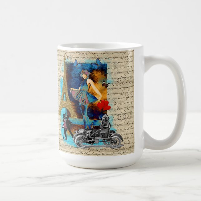Romantic vintage Paris-kollage Kaffemugg (Höger)