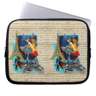 Romantic vintage Paris-kollage Laptop Sleeve