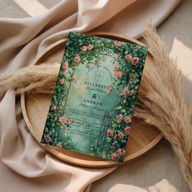 Romantic Vintage Rose Gate Inbjudningar (Skapare uppladdad)