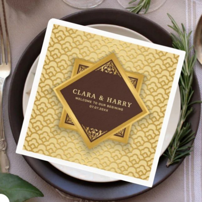  Romantic vintage wedding champagne gold  Pappersservett (Skapare uppladdad)