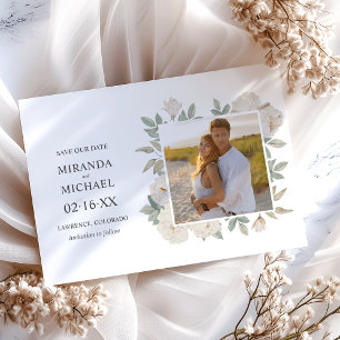 Romantic Vit ros Elegant bröllop PHOTO Spara Datumet