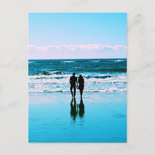 Romantic Walk på Beach Postcard Vykort (Framsida)