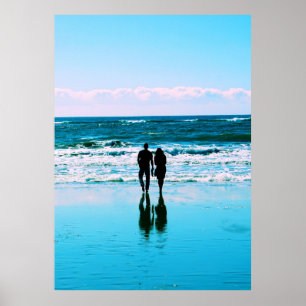 Romantic Walk på Beach-Poster Poster
