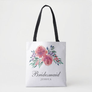 Romantic Watercolor Blommigt Bridesmaid Tygkasse