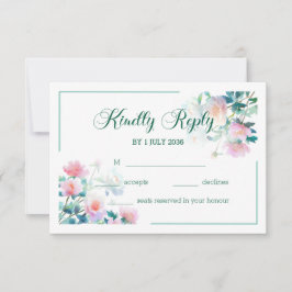 Romantic Watercolor Blush Pink Floral Wedding OSA Kort