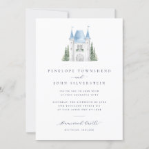 Romantic Watercolor Castle Illustration Bröllop