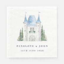 Romantic Watercolor Castle Illustration Bröllop