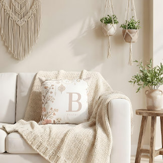 Romantic Watercolor Floral Filigree Design Kudde