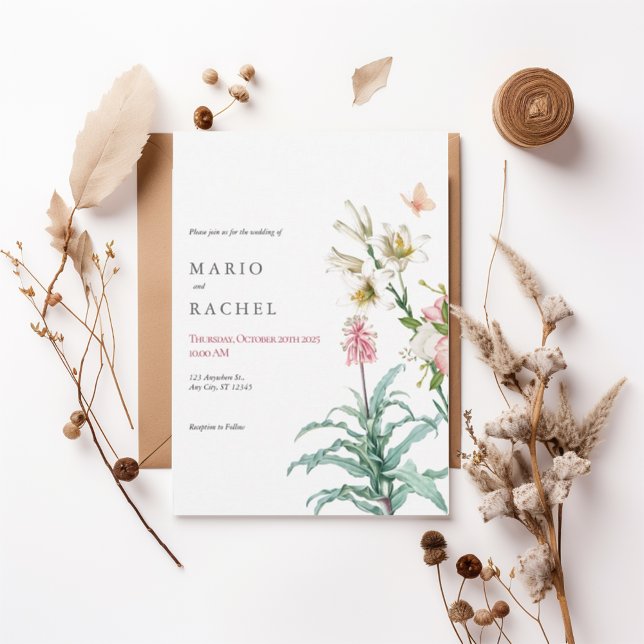 Romantic Watercolor Floral Garden Invite Inbjudningar (Skapare uppladdad)