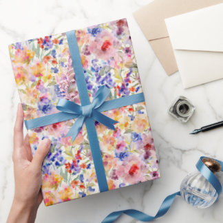 Romantic Watercolor Floral Soft Painterly Garden Presentpapper