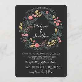 Romantic Watercolor Flower Wreath Wedding Inbjudningar