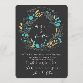 Romantic Watercolor Flower Wreath Wedding Inbjudningar