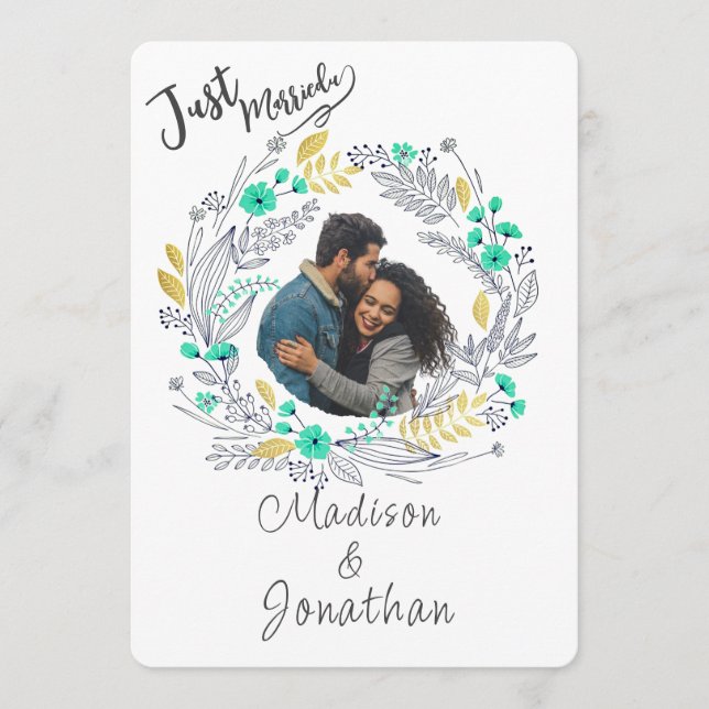 Romantic Watercolor Flower Wreath Wedding Inbjudningar (Framsida)