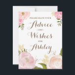 Romantic Watercolor Flowers Advie for the Bride Rådkort<br><div class="desc">Kvistiska råd till bridmärket med vackra vattenfärgade illustrationer av ponnyer och ro. Detta är en del av en bröllop-svit. Perfekt för vår och trädgårdsbröllop. Matchande objekt är tillgängliga.</div>