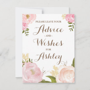 Romantic Watercolor Flowers Advie for the Bride Rådkort