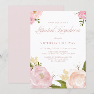 Romantic Watercolor Flowers Bridesmaids Luncheon Inbjudningar