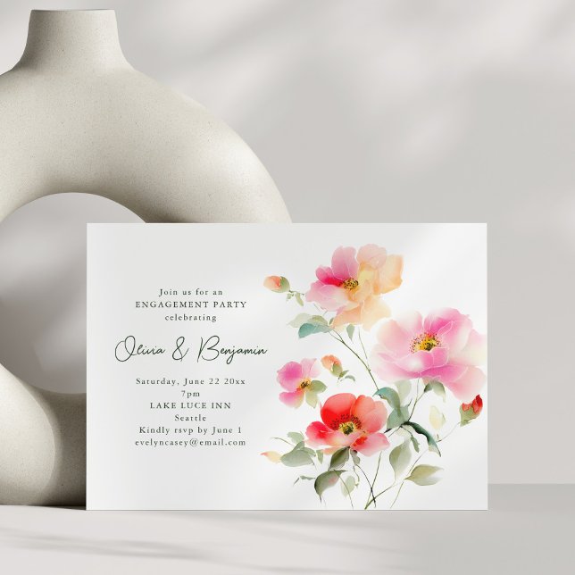 Romantic Watercolor Garden Engagement Party Inbjudningar (Skapare uppladdad)