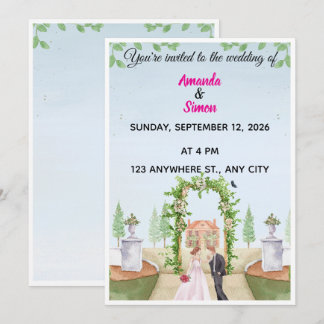 Romantic Watercolor Garden Wedding Invitation Inbjudningar