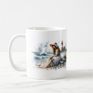 Romantic Watercolor Girl by Lighthouse Kaffemugg