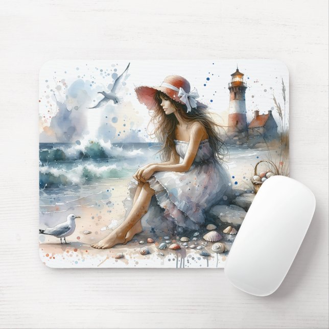 Romantic Watercolor Girl by Lighthouse Musmatta (Med mus)