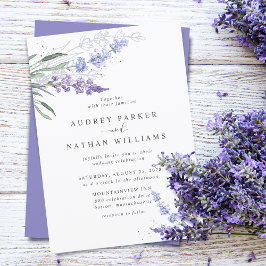 Romantic Watercolor Lavender Blommigt Bröllop Inbjudningar