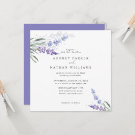 Romantic Watercolor Lavender Blommigt Bröllop Inbjudningar