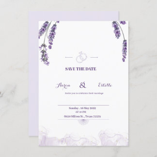 Romantic Watercolor Lavender Blommigt Bröllop Invi Inbjudningar