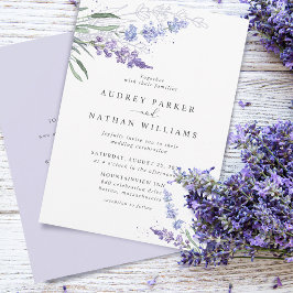 Romantic Watercolor Lavender w/Details Bröllop Inbjudningar