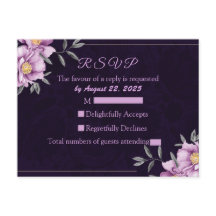 Romantic Watercolor Lila Peony Bröllop OSA