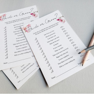 Romantic Watercolor Magnolia Bride eller Groom Gam Flygblad