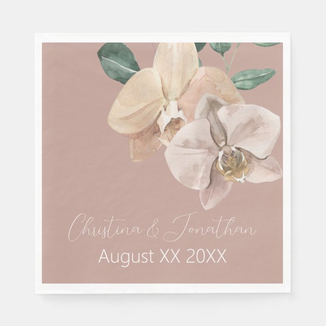 Romantic Watercolor Orchids on Dusty  Pappersservett (Framsidan)
