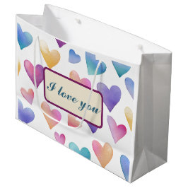 Romantic Watercolor Pastel Hearts I Love You Bag
