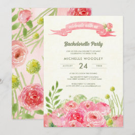 Romantic Watercolor Ro Bachelorette Inbjudningar