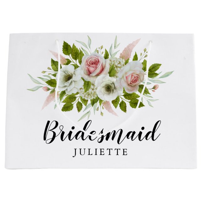 Romantic Watercolor Ro Blommigt Bridesmaid (Framsidan)