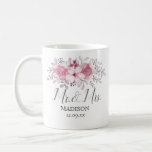 Romantic Watercolor Rosa Blommigts & Mrs Bröllop Kaffemugg<br><div class="desc">För bröllop</div>