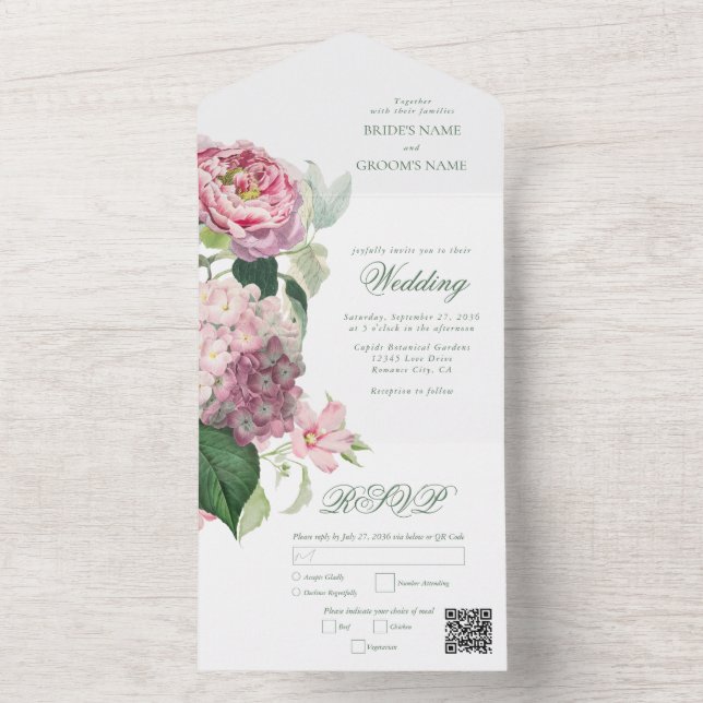 Romantic Watercolor Rosa Flowers Garden Wedding (Insida)