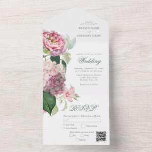 Romantic Watercolor Rosa Flowers Garden Wedding