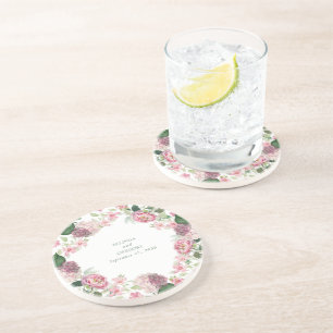Romantic Watercolor Rosa Flowers Garden Wedding Underlägg